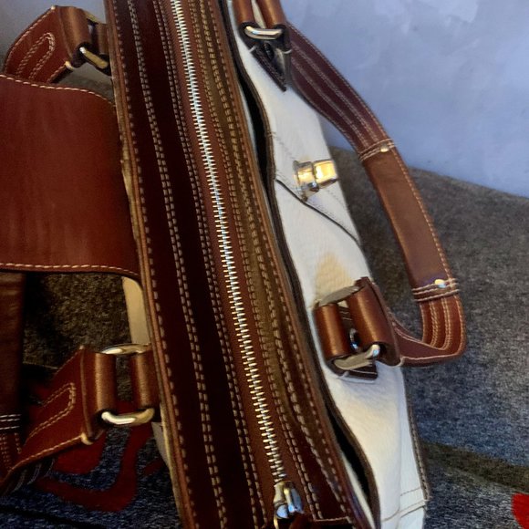  F13961 Hamilton Pebble Leather Tote Bag Off White Brown Coach Purse - Picture 10 of 16